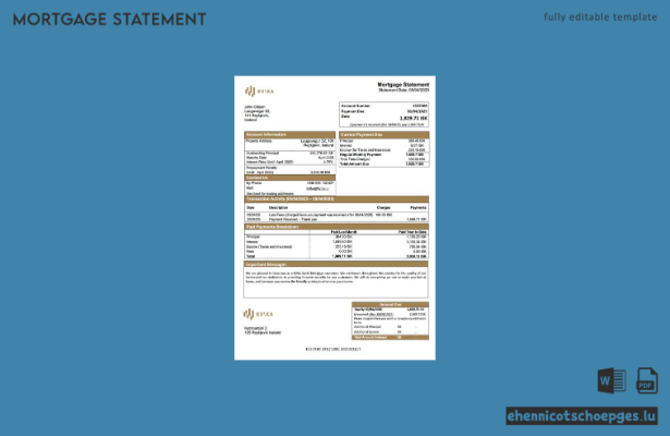 Beispiel eines Hypothekenauszugs der Kvika Banki (Island) als Word- und PDF-Datei